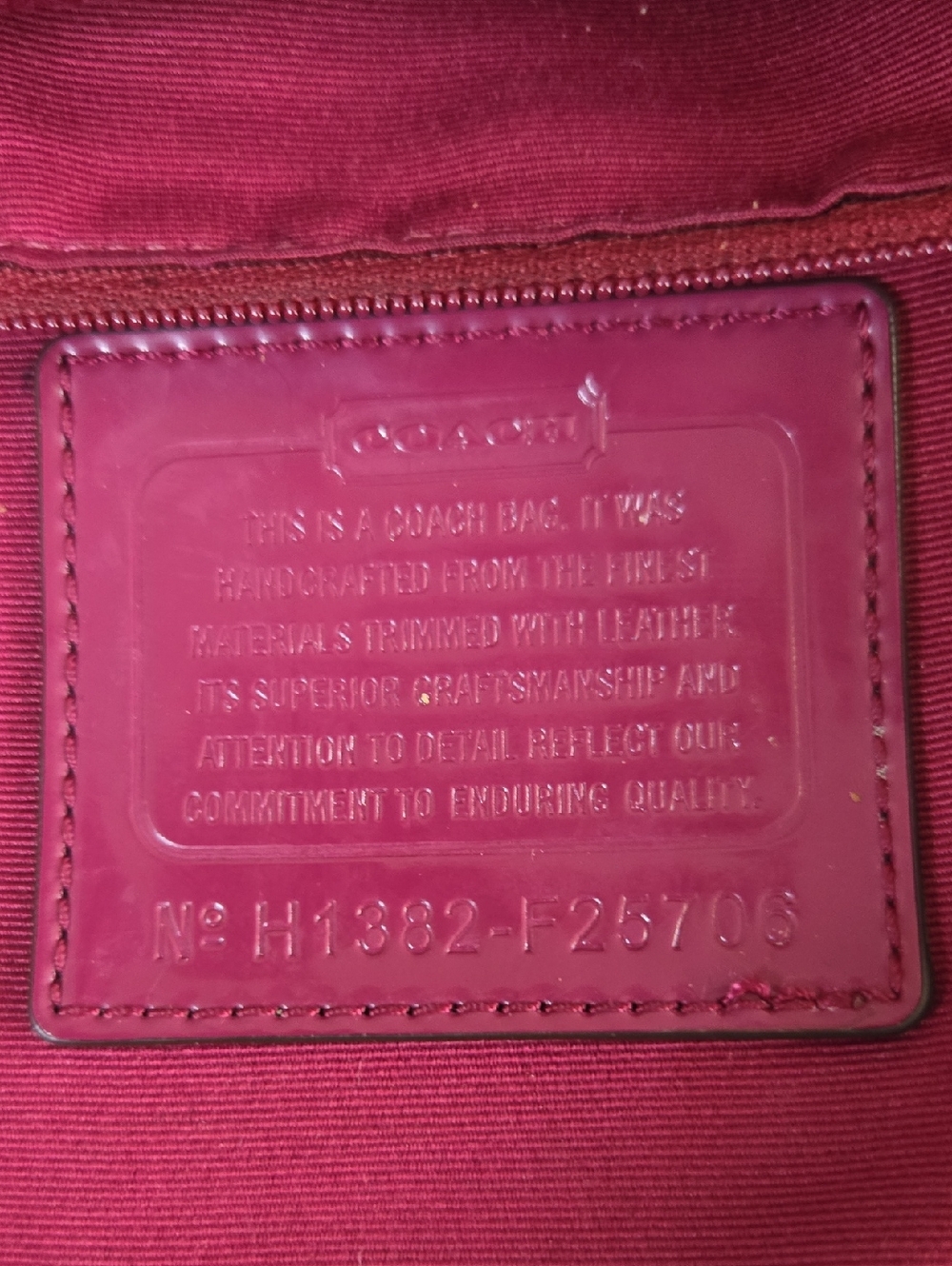 Coach Signature Canvas Tote with Fuchsia Leather Trim - Picture 6 of 12